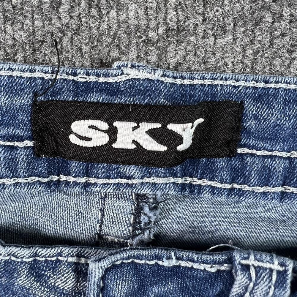 SKY Flared Jeans Women's 4 Blue Denim Embroidered Western Rhinestones Workwear - Picture 7 of 16